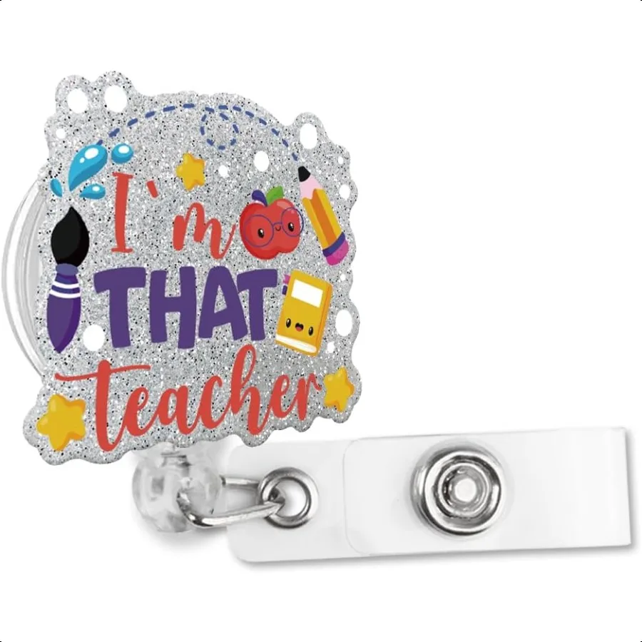 I'm That Teacher Retractable Glitter Irregular Badge Reel with Alligator Clip Funny Christmas Badge Holder Gift for Office Work
I'm That Teacher Retractable Glitter Irregular Badge Reel with Alligator Clip Funny Christmas Badge Holder Gift for Office Work