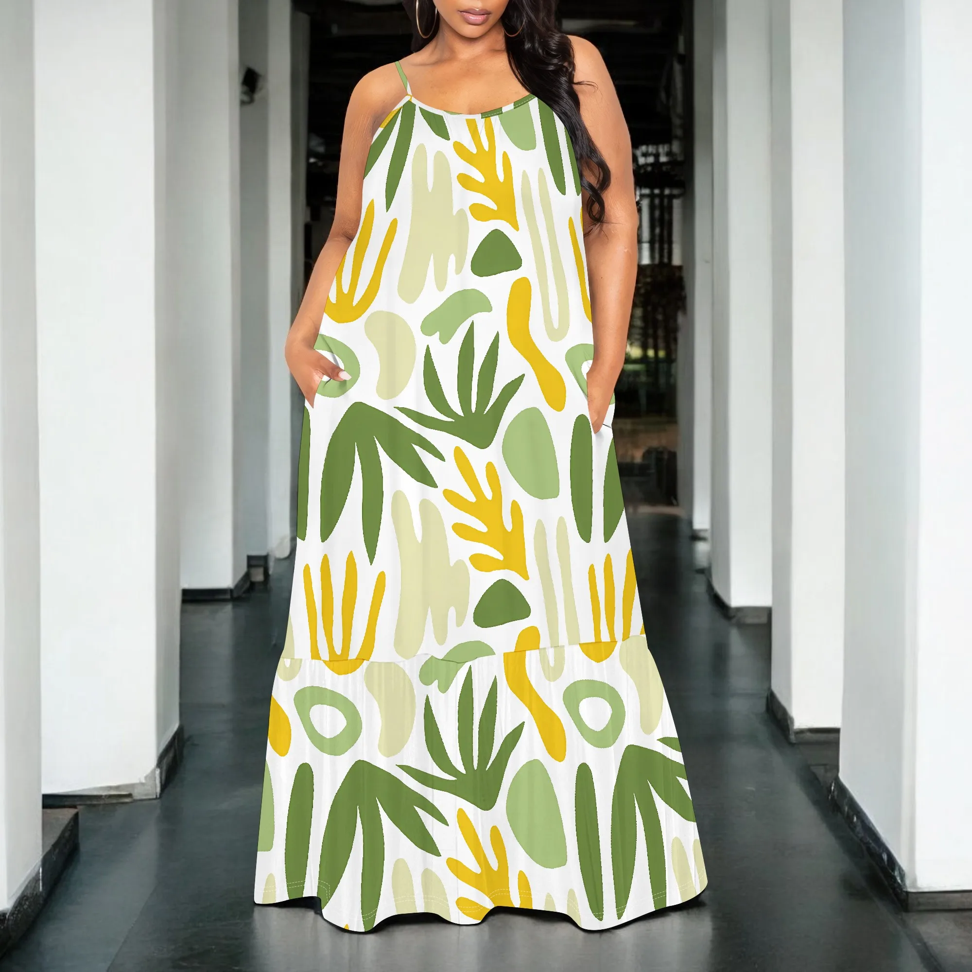 Tropical Floral and Leaves Sleeveless Maxi Dress, Plus Size Summer Dress with Pockets, Stylish and Comfortable Casual Dress
Tropical Floral and Leaves Sleeveless Maxi Dress, Plus Size Summer Dress with Pockets, Stylish and Comfortable Casual Dress