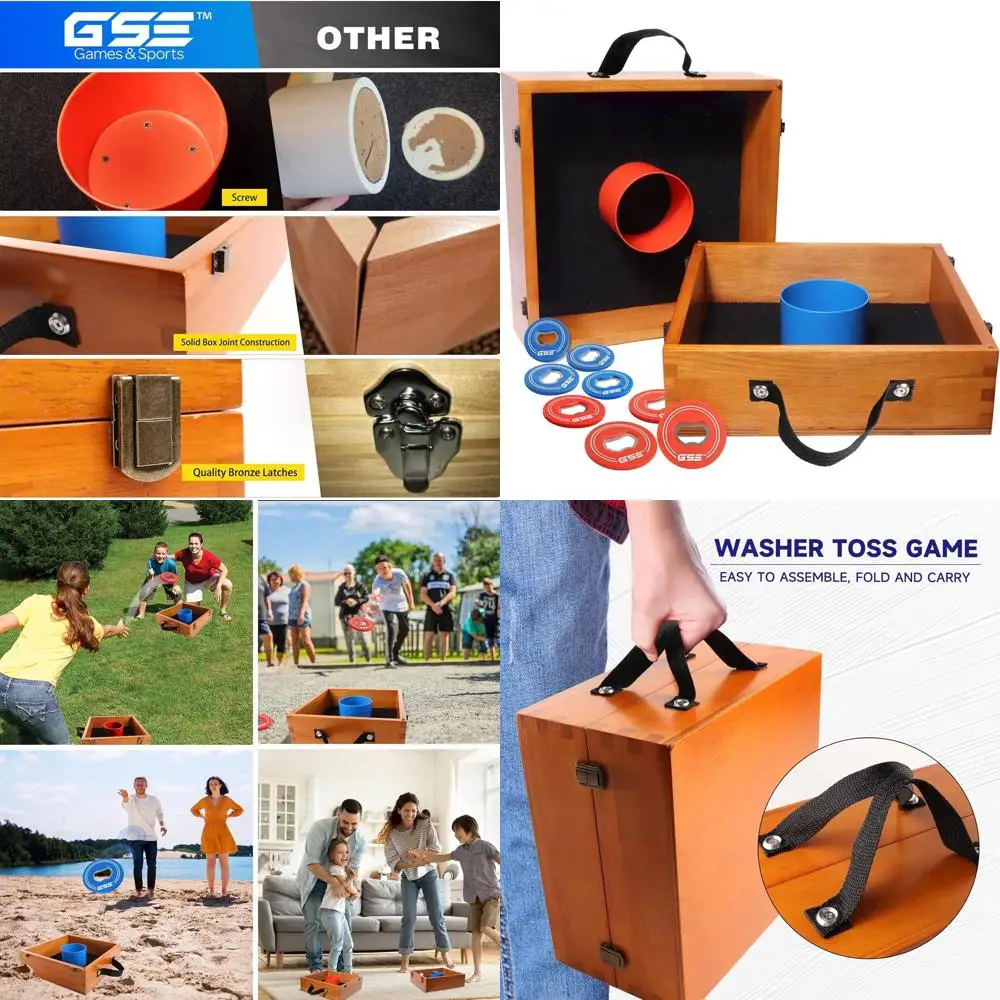 Premium Wood Washer Toss Game Set with 8 Washers with Bottle Opener for Adults and Family. Portable Lawn Game for Beach, Backyar
Premium Wood Washer Toss Game Set with 8 Washers with Bottle Opener for Adults and Family. Portable Lawn Game for Beach, Backyar