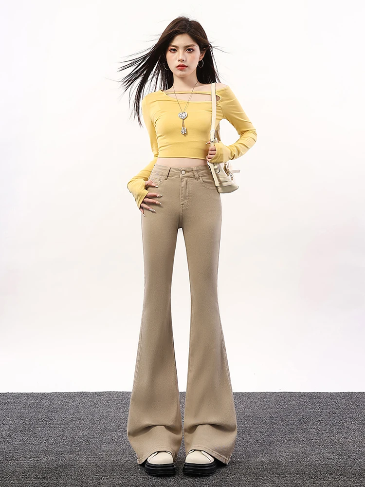 American Style Tall Women's Slim Fit Bell Bottom Jeans Grey Milk Tea Spring New Style High Waist Zipper Casual Cotton Blend
American Style Tall Women's Slim Fit Bell Bottom Jeans Grey Milk Tea Spring New Style High Waist Zipper Casual Cotton Blend