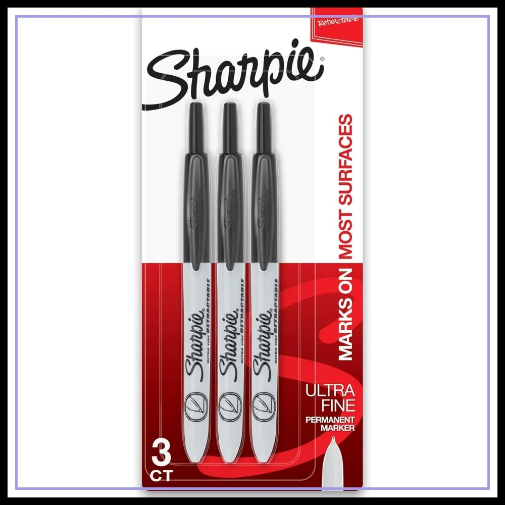 Ultra Fine Point Retractable Permanent Markers, Black, 3 Count
Ultra Fine Point Retractable Permanent Markers, Black, 3 Count
