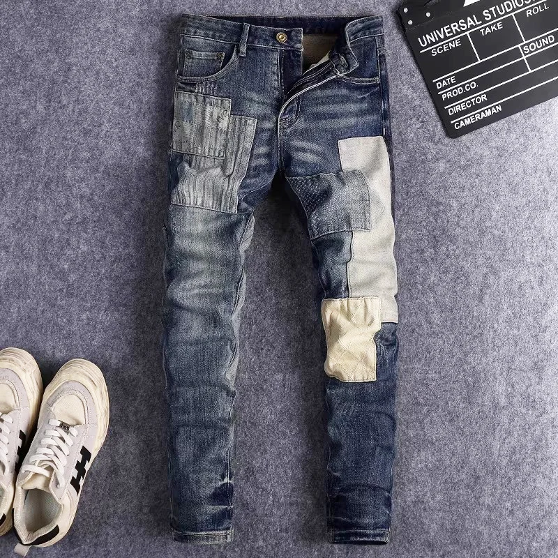 Designer fashion new jeans patch washed nostalgic stretch slim fit retro blue jeans Italian high-quality pants Y2K
Designer fashion new jeans patch washed nostalgic stretch slim fit retro blue jeans Italian high-quality pants Y2K