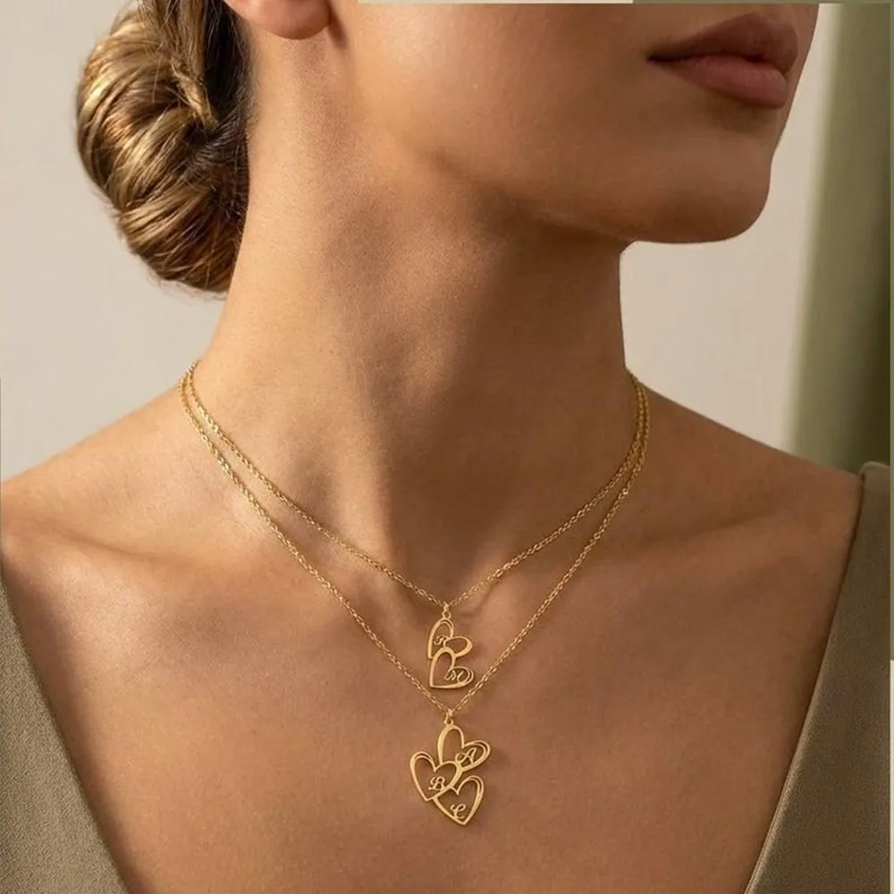Custom Initial Heart Necklace Stainless Steel Personalized Multiple Name Engraved Family Jewelry Mother's Day Gift for Her
Custom Initial Heart Necklace Stainless Steel Personalized Multiple Name Engraved Family Jewelry Mother's Day Gift for Her