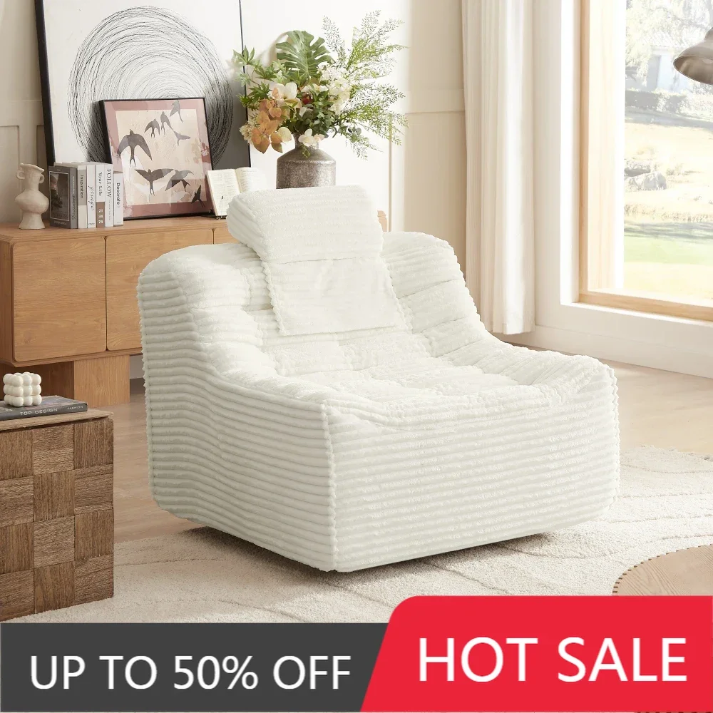 41” Swivel Glider Chair with Convertible Headrest & Lumbar Pillow – Boho Corduroy Accent Chair for Living Room,Apartment (White)
41” Swivel Glider Chair with Convertible Headrest & Lumbar Pillow – Boho Corduroy Accent Chair for Living Room,Apartment (White)