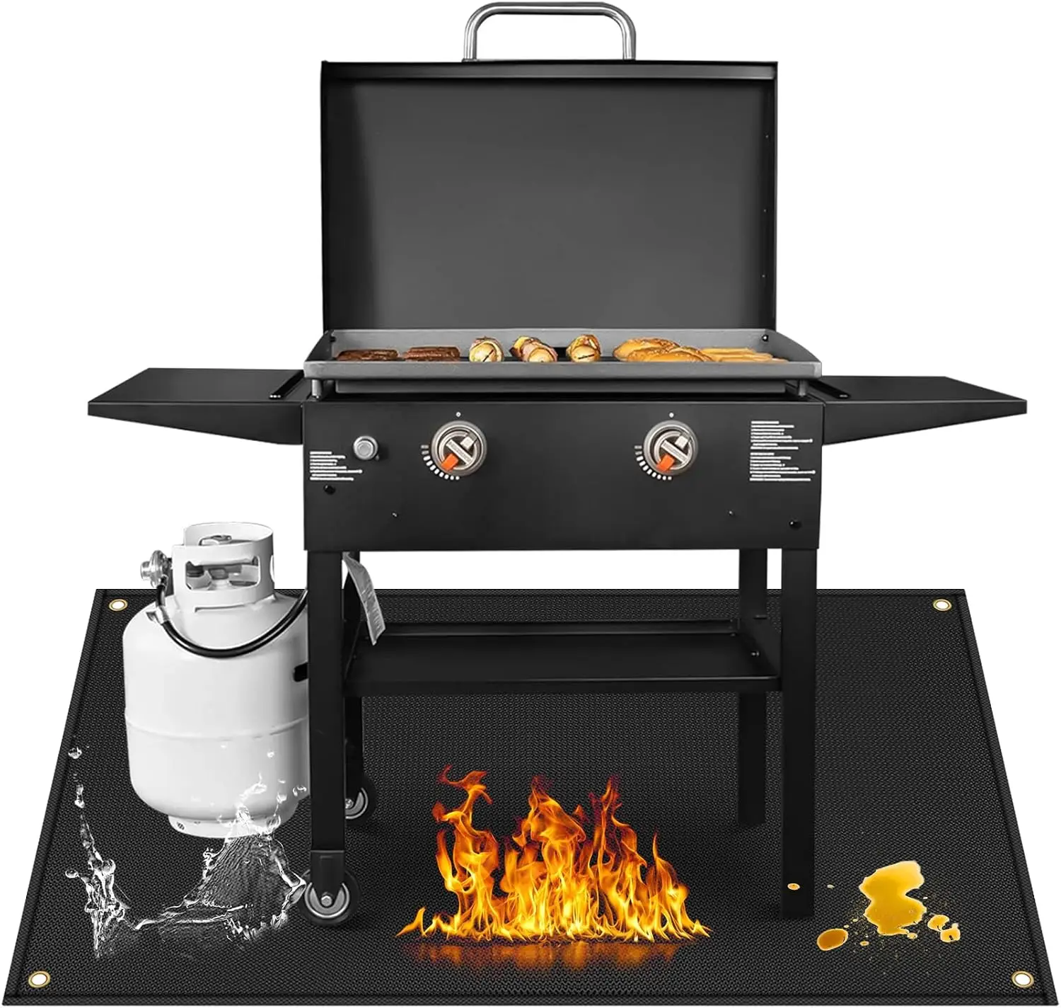 Large Grill Mat 65x48in Fireproof Griddle Mat for Outdoor BBQ, Heat Resistant to 2000°F, Easy Clean, Anti-Wind
Large Grill Mat 65x48in Fireproof Griddle Mat for Outdoor BBQ, Heat Resistant to 2000°F, Easy Clean, Anti-Wind