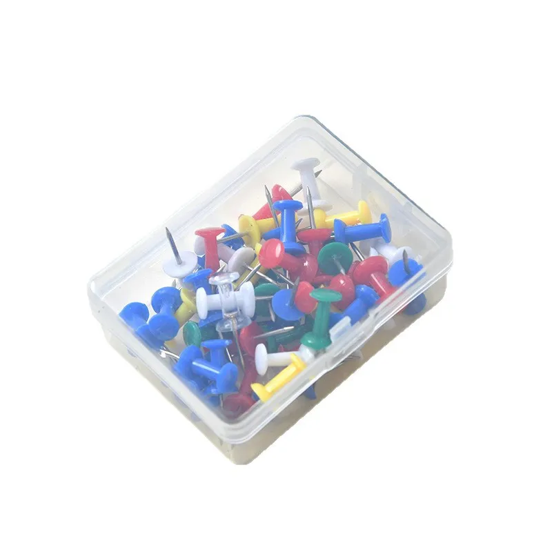 100pcs/box Multicolor Push Pins Plastic Thumb Tacks Board Drawing Fixing Pins for Cork Board Bulletin Office School Kindergarten
100pcs/box Multicolor Push Pins Plastic Thumb Tacks Board Drawing Fixing Pins for Cork Board Bulletin Office School Kindergarten