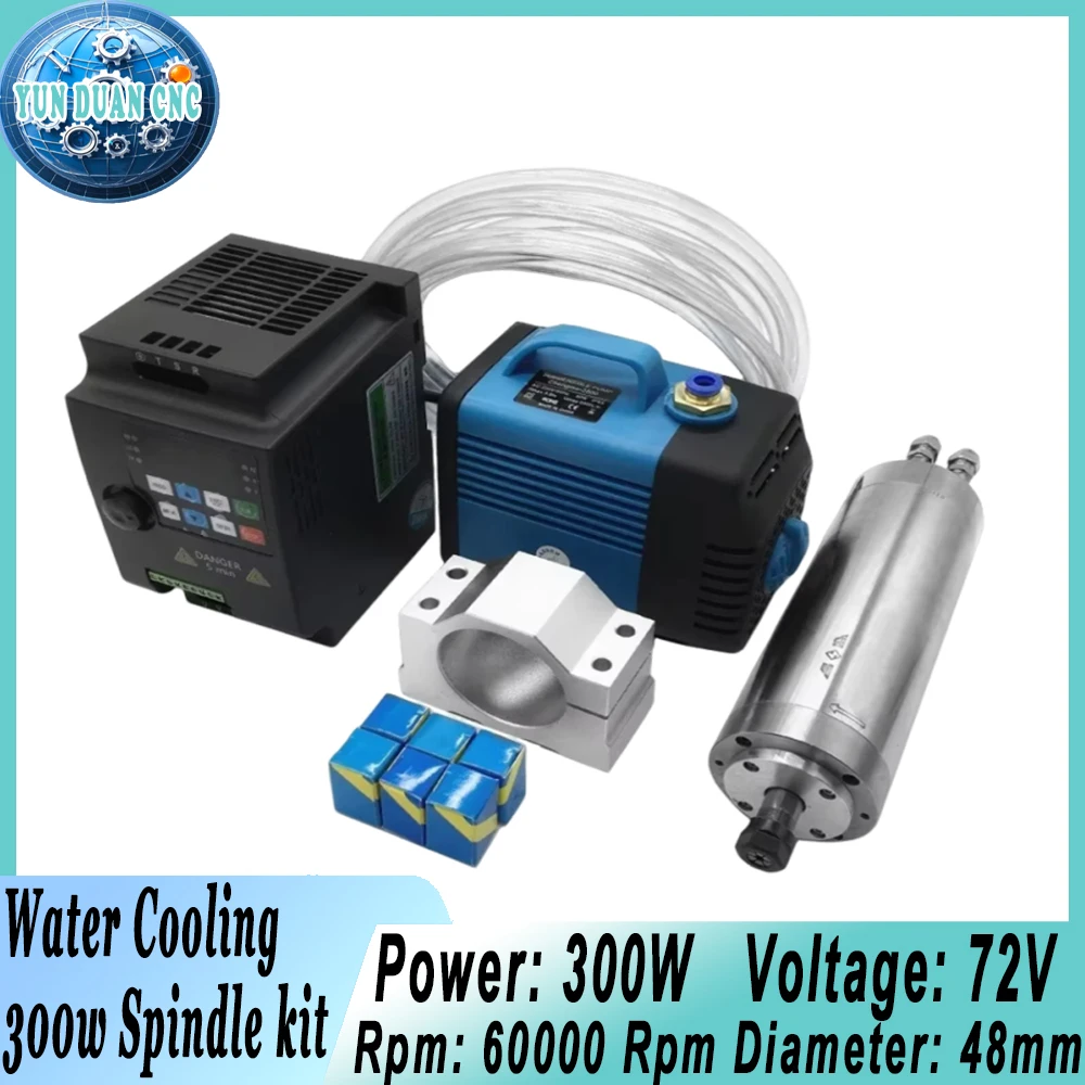 300W Water Cooled Spindle Motor Kit 72V 48mm Diameter 60000rpm High Precision 4 Bearings Spindle ER8 Collet for PCB PVC Drilling
300W Water Cooled Spindle Motor Kit 72V 48mm Diameter 60000rpm High Precision 4 Bearings Spindle ER8 Collet for PCB PVC Drilling