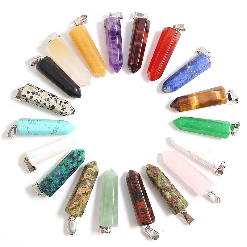20pcs/ Bag Natural Healing Crystals Pendulum Pendant Natural Stone Bullet Shaped Pillar Charms Point Pendant Charms for Jewelry
20pcs/ Bag Natural Healing Crystals Pendulum Pendant Natural Stone Bullet Shaped Pillar Charms Point Pendant Charms for Jewelry