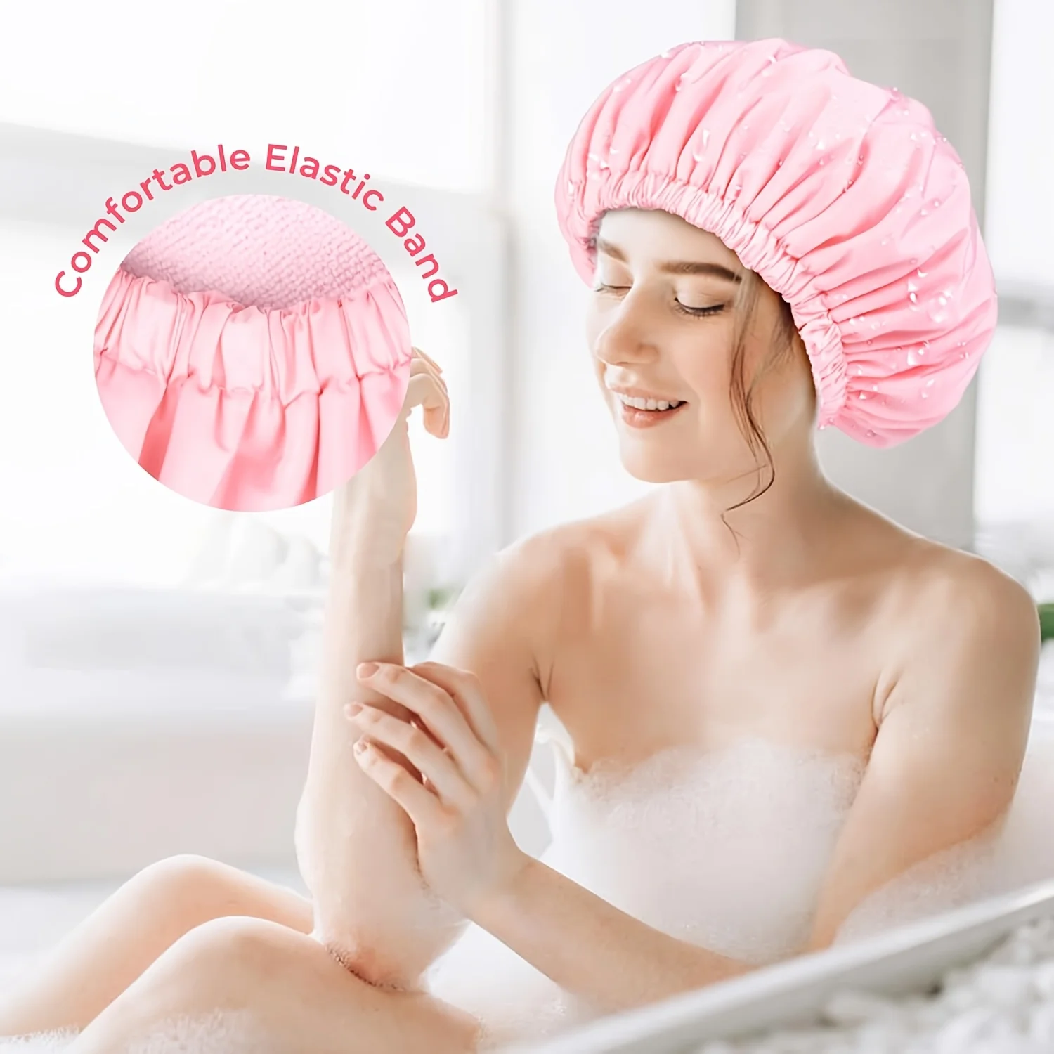 Reusable Double Layer Waterproof Shower Cap, Soft Elastic Satin Bath Hair Cover For Women Bath Spa Use
Reusable Double Layer Waterproof Shower Cap, Soft Elastic Satin Bath Hair Cover For Women Bath Spa Use