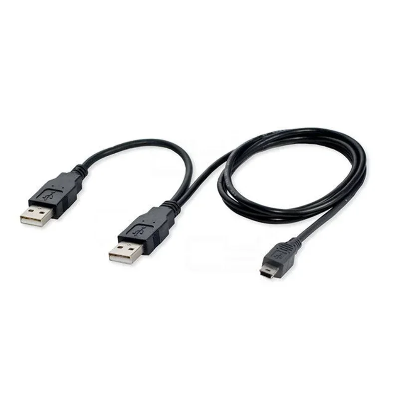 HDD Hard Drive Power Cable USB 2.0 Male To Mini 5pin Male Y Wire Splitter with Extra USB Power Cord Adapter Dual USB Extend Line
HDD Hard Drive Power Cable USB 2.0 Male To Mini 5pin Male Y Wire Splitter with Extra USB Power Cord Adapter Dual USB Extend Line