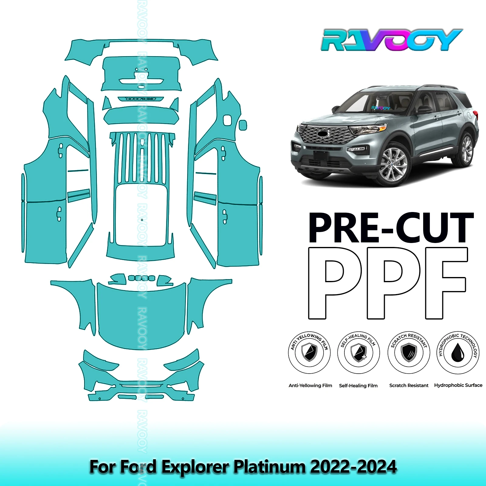Автомобильная предварительно вырезанная защитная пленка PPF, полный автомобиль для Ford Explorer Platinum 2022-2024
Автомобильная предварительно вырезанная защитная пленка PPF, полный автомобиль для Ford Explorer Platinum 2022-2024