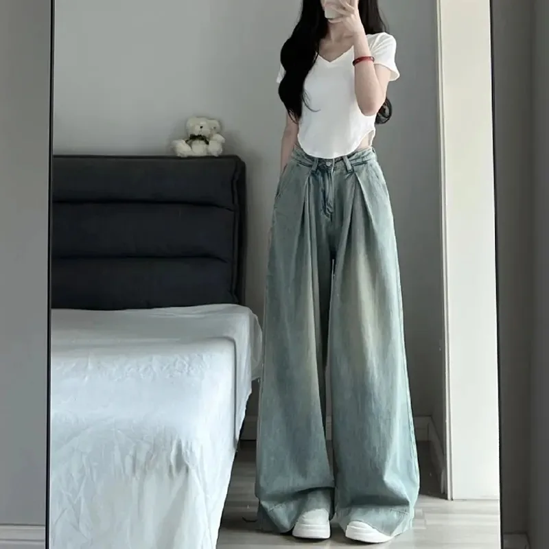 Vintage Distressed Wide-Leg Jeans for Women, New Cross-Border High-Waisted Loose Slimming Long Pants for Pear-Shaped Figures, Tr
Vintage Distressed Wide-Leg Jeans for Women, New Cross-Border High-Waisted Loose Slimming Long Pants for Pear-Shaped Figures, Tr