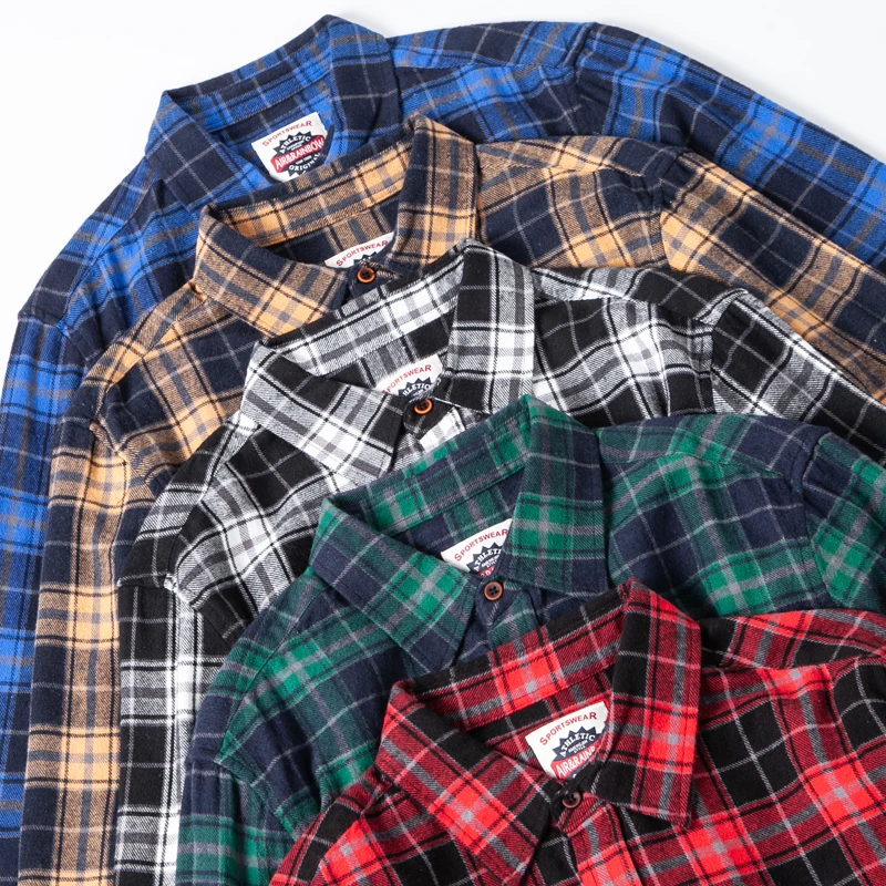 Retro American Waed Pure Cotton Plaid Long Sve irt Men's Outerwear Classic Collar Autumn Spring Faion Outerwear
Retro American Waed Pure Cotton Plaid Long Sve irt Men's Outerwear Classic Collar Autumn Spring Faion Outerwear