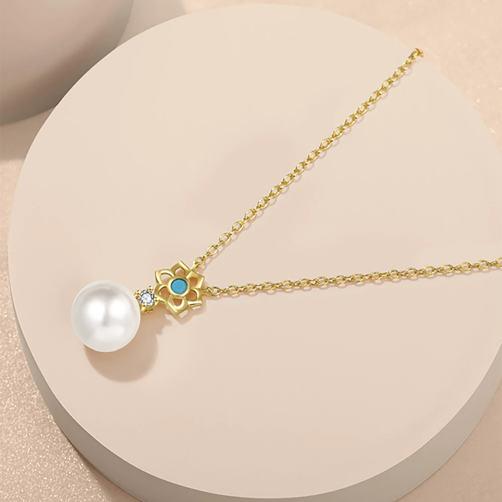 Moonmory 925 Sterling Silver Simple Pearl Pendant Necklace For Women Islamic Flower Design Turquoise Necklace Mother's Day Gift
Moonmory 925 Sterling Silver Simple Pearl Pendant Necklace For Women Islamic Flower Design Turquoise Necklace Mother's Day Gift