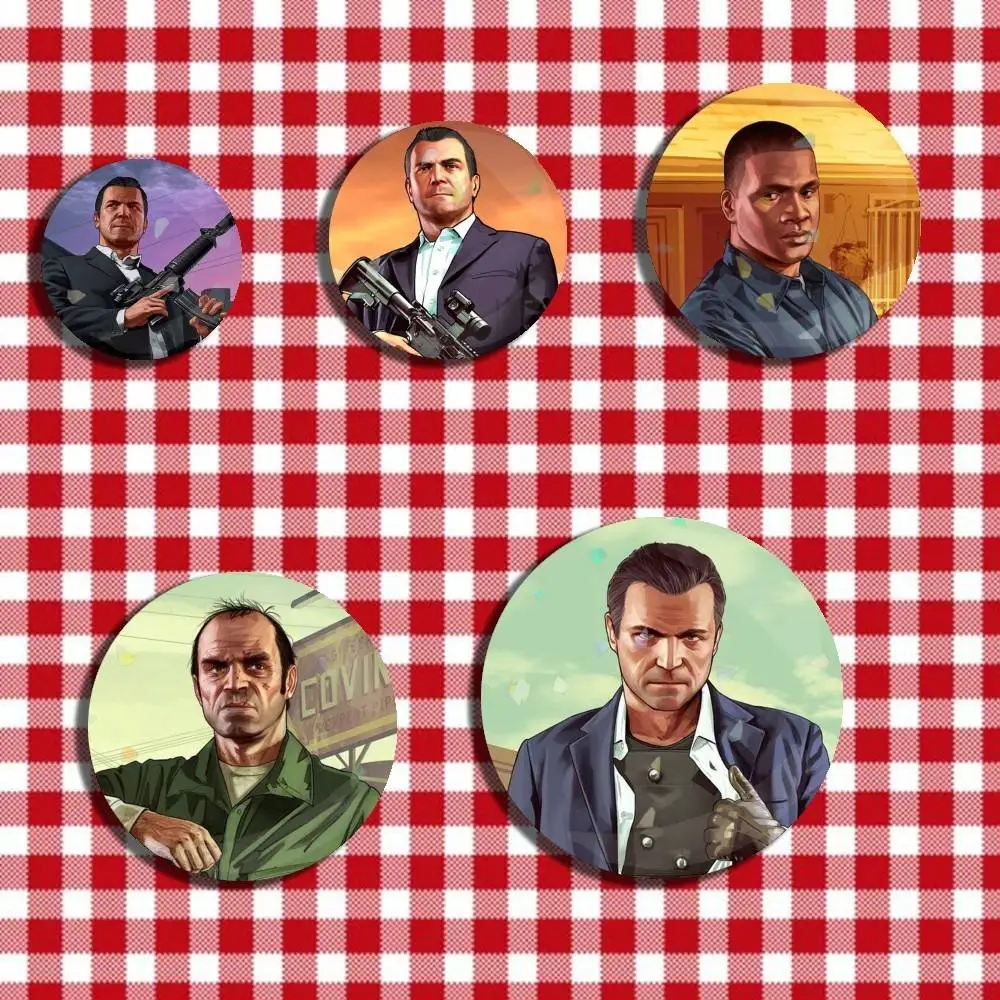 GTA Michael Trevor Franklin Badge Stage Brooches on Backpack Clothes Handmade Round Enamel Pins for Jewelry Gift Bag Accessory
GTA Michael Trevor Franklin Badge Stage Brooches on Backpack Clothes Handmade Round Enamel Pins for Jewelry Gift Bag Accessory