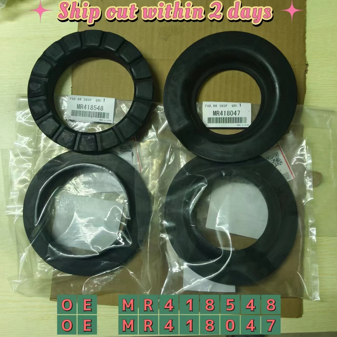 Rear Suspension Spring Upper And Lower Pad for Mitsubishi Paiero Montero III IV 1999-2016 MR418047 MR418548
Rear Suspension Spring Upper And Lower Pad for Mitsubishi Paiero Montero III IV 1999-2016 MR418047 MR418548