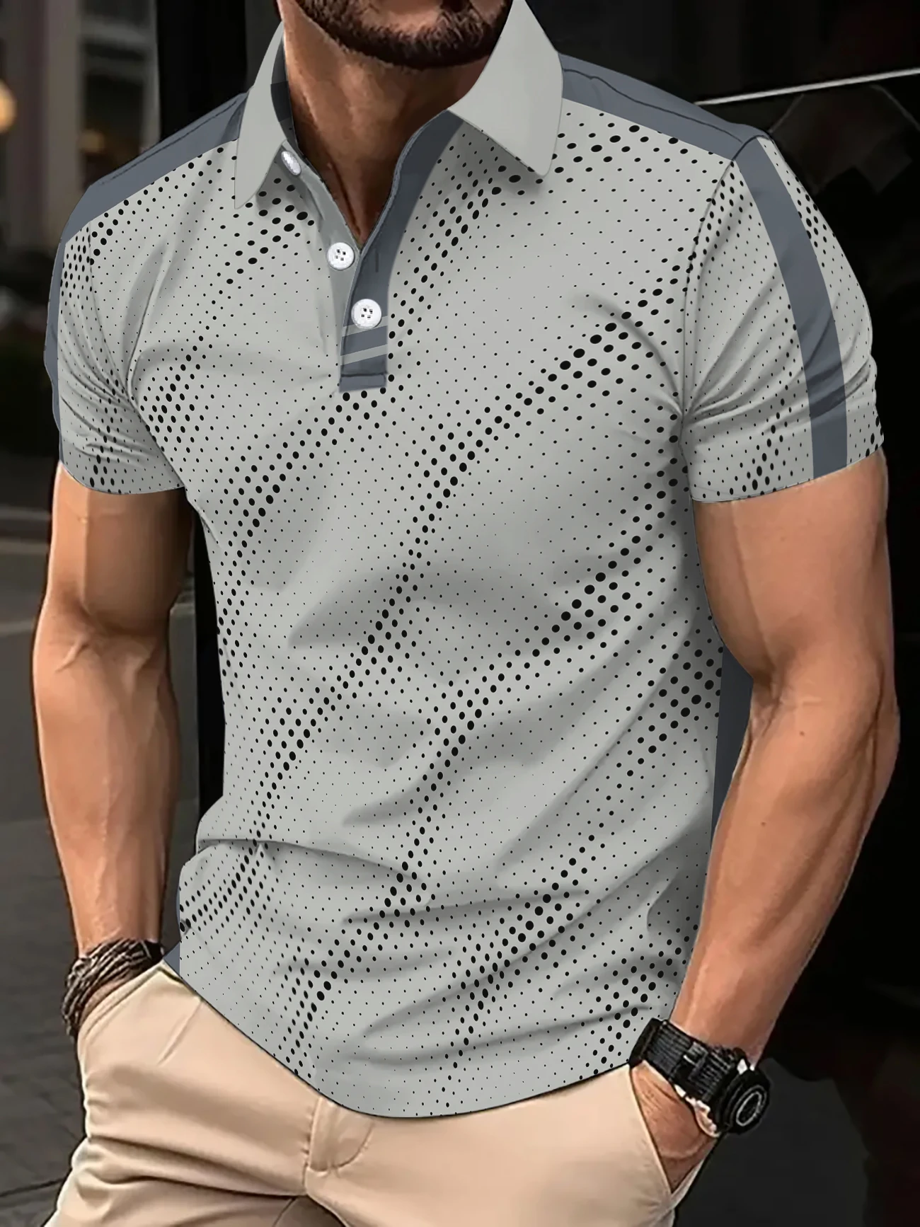 2025 New polka dot printed men's POLO shirt T-shirt Gradient Pattern regular Version Breathable Slightly Elastic Casual Fashion
2025 New polka dot printed men's POLO shirt T-shirt Gradient Pattern regular Version Breathable Slightly Elastic Casual Fashion