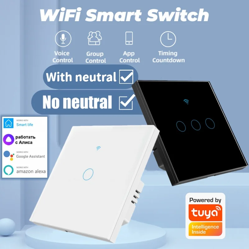 Yisailing WiFi Smart Glass Touch Switch compatible with both neutral wire and no-neutral wire suitable For Google Tuya alexa app
Yisailing WiFi Smart Glass Touch Switch compatible with both neutral wire and no-neutral wire suitable For Google Tuya alexa app