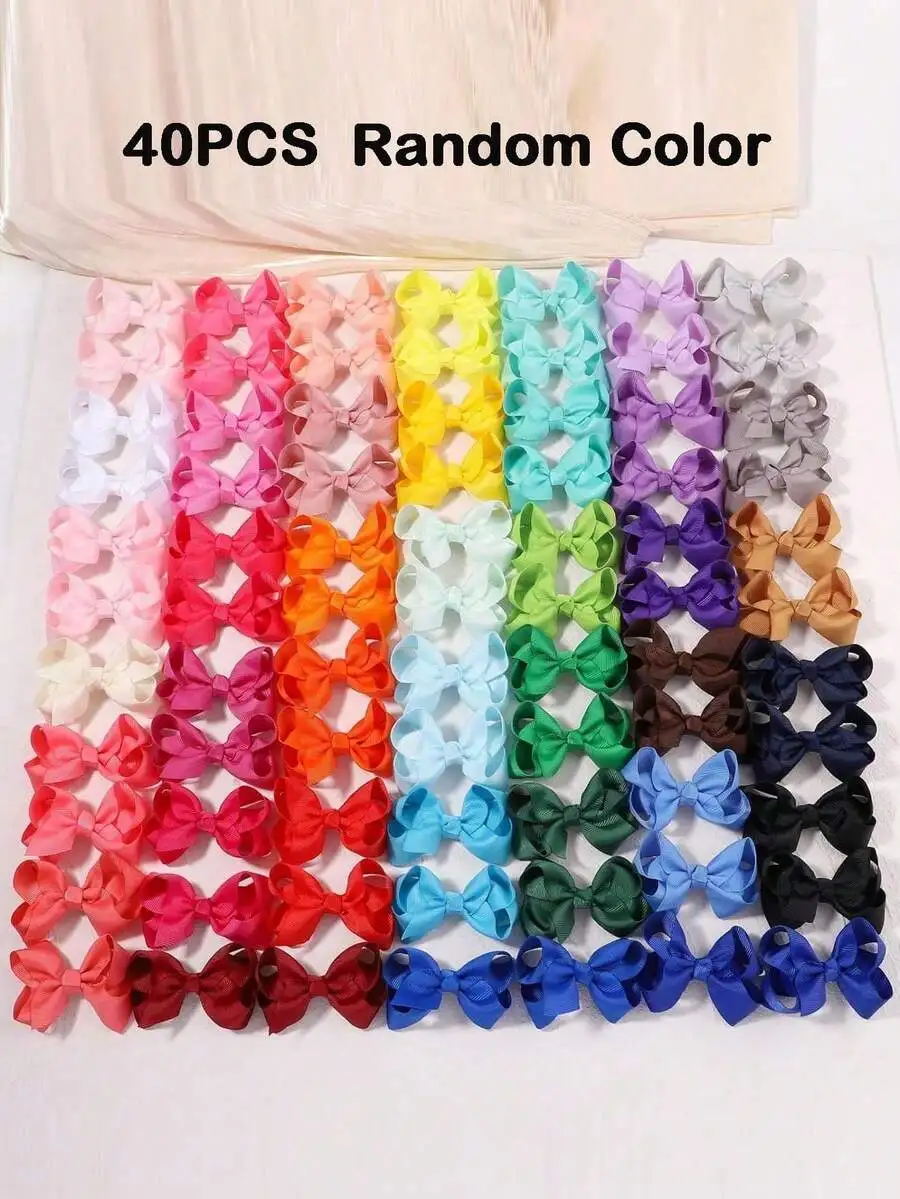 40PCS Random Color Ribbon Bow Hair Clips For Women Daily Wear
40PCS Random Color Ribbon Bow Hair Clips For Women Daily Wear