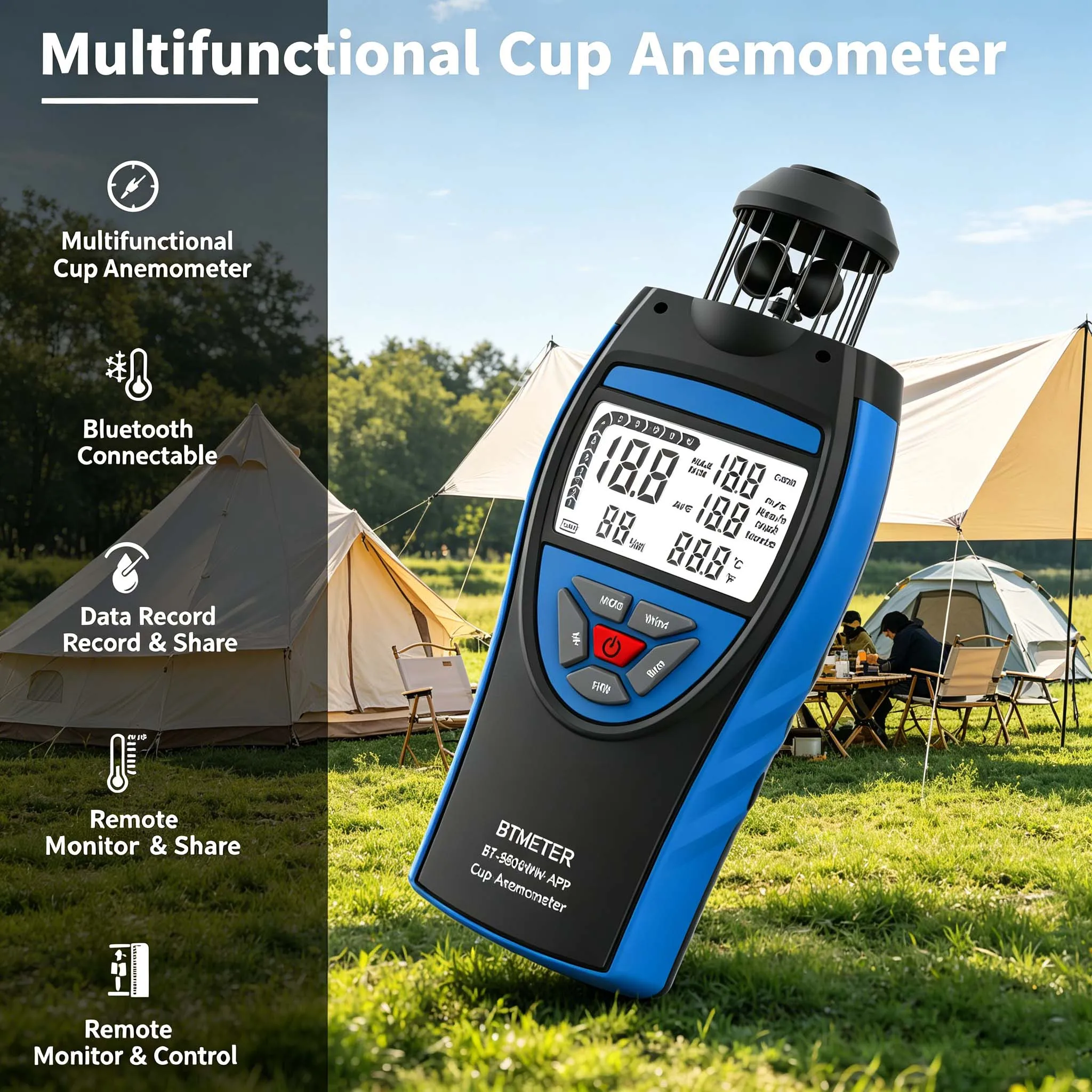 Portable Digital Anemometer Wind Speed Meter with Barometer Altitude Humidity Dew Point Wind Chill LCD Backlight Weather Station
Portable Digital Anemometer Wind Speed Meter with Barometer Altitude Humidity Dew Point Wind Chill LCD Backlight Weather Station