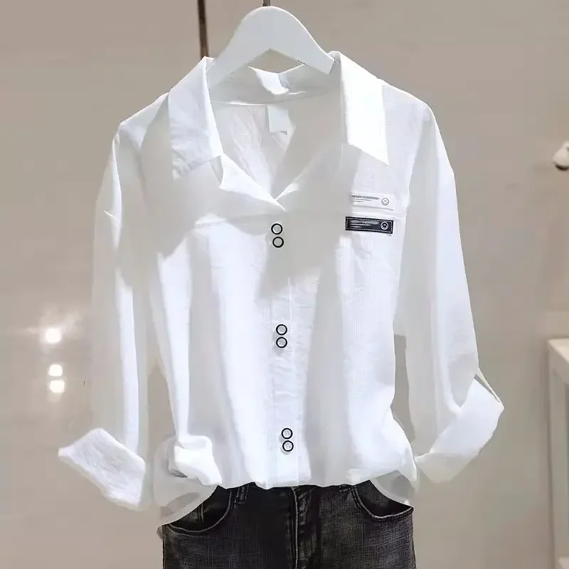 Spring and Autumn Women's Pullover Solid Color POLO Collar Button Loose Fit Long Sleeve Bottom Shirt Fashion Elegant Tops E671
Spring and Autumn Women's Pullover Solid Color POLO Collar Button Loose Fit Long Sleeve Bottom Shirt Fashion Elegant Tops E671