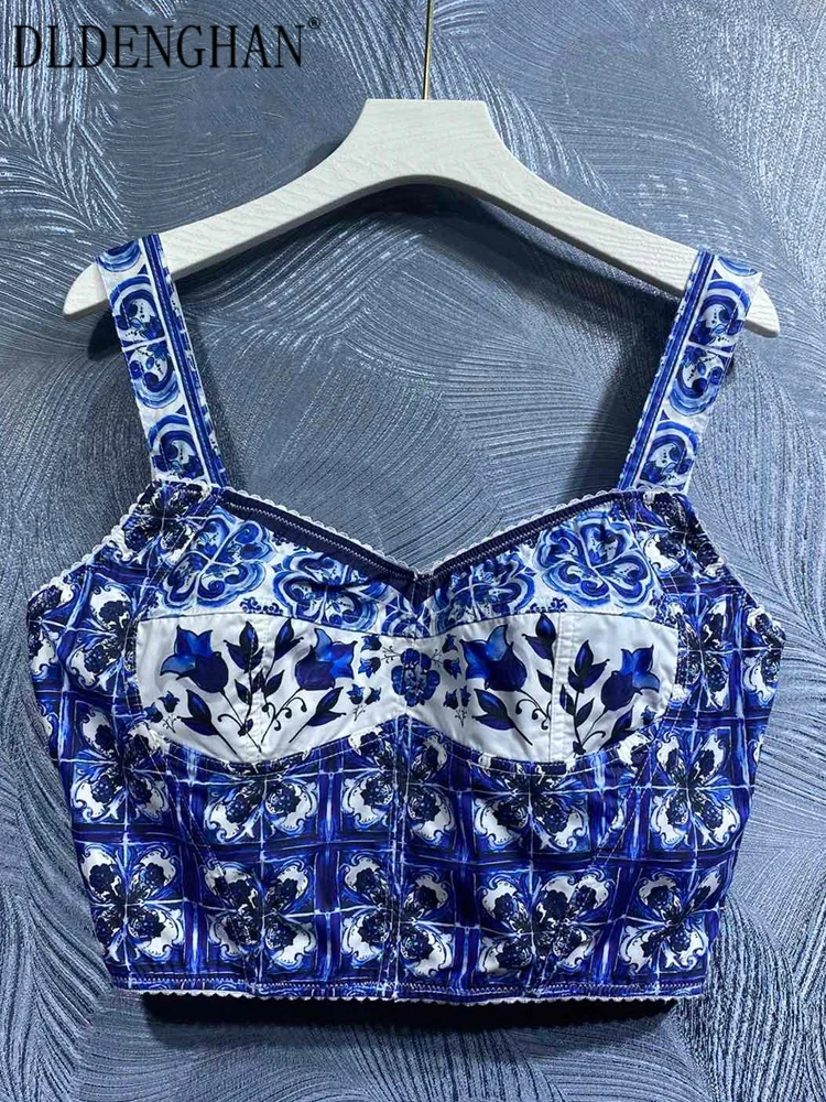 DLDENGHAN Women 100% Cotton Blouse Blue and White Porcelain Print Vintage Camis Tops Fashion Designer Summer New
DLDENGHAN Women 100% Cotton Blouse Blue and White Porcelain Print Vintage Camis Tops Fashion Designer Summer New