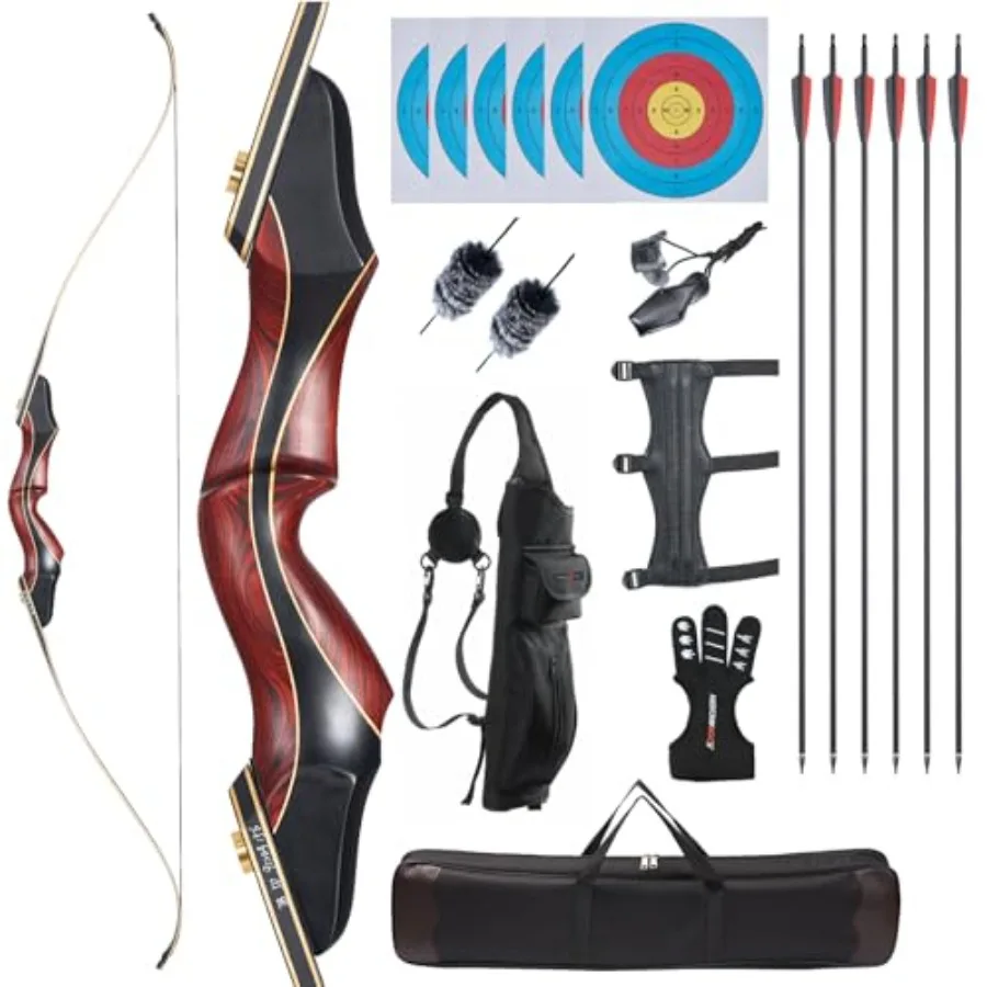 60 Recurve Bow Set Improved Takedown Recurve Bow and Arrow Set for Adults and Beginners Enthusiasts Practice Bow Kit Left/Right
60 Recurve Bow Set Improved Takedown Recurve Bow and Arrow Set for Adults and Beginners Enthusiasts Practice Bow Kit Left/Right