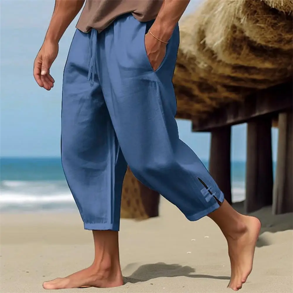 Cotton Linen Baggy Pants Summer Loose Calf Length Casual Pants Breathable Slit Leg Beach Pants Drawstring Cropped Trousers
Cotton Linen Baggy Pants Summer Loose Calf Length Casual Pants Breathable Slit Leg Beach Pants Drawstring Cropped Trousers