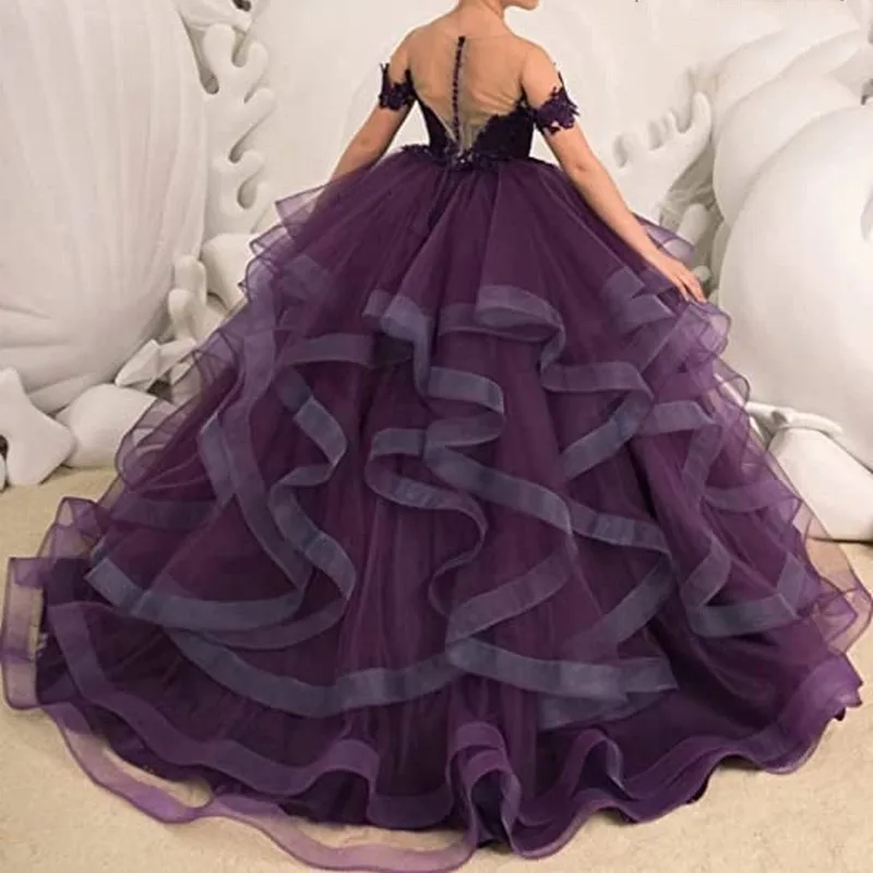 Round Collar Tiered Fluffy Purple Flower Girl Dress For Wedding Off Shoulder First Communion Princess Backless Birthday Gown
Round Collar Tiered Fluffy Purple Flower Girl Dress For Wedding Off Shoulder First Communion Princess Backless Birthday Gown