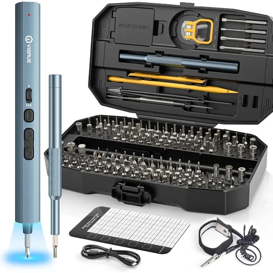 Electric Screwdriver 155 IN 1 Mini Precision Screwdriver Set 3 Torque Settings with 140 Magnetic Precision Bits Power 65
Electric Screwdriver 155 IN 1 Mini Precision Screwdriver Set 3 Torque Settings with 140 Magnetic Precision Bits Power 65