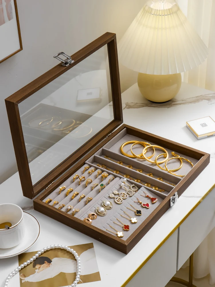 Walnut Texture Covered Jewelry Box Home Nelace Bracelet Earring Storage Case Faionable Accory Organizer Box 
Walnut Texture Covered Jewelry Box Home Nelace Bracelet Earring Storage Case Faionable Accory Organizer Box