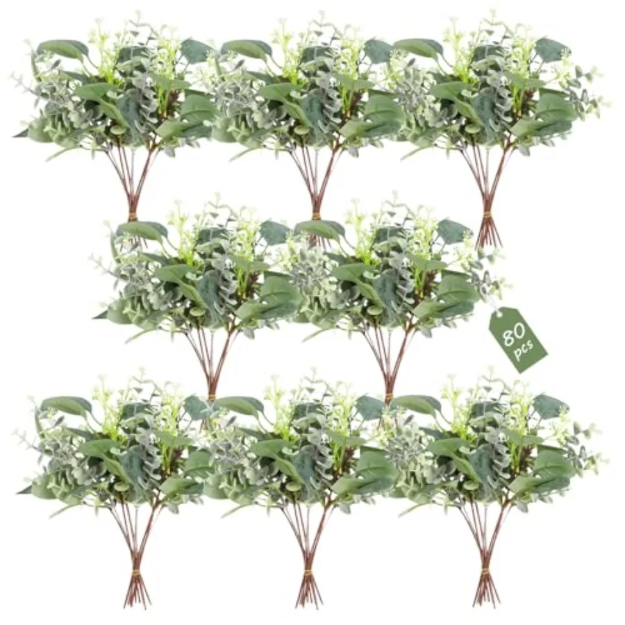 80 Pcs Mixed Eucalyptus Leaves Stems Bulk Artificial Silver Dollar Leaves for Vase Bouquets Baby Eucalyptus Leaves for Family W
80 Pcs Mixed Eucalyptus Leaves Stems Bulk Artificial Silver Dollar Leaves for Vase Bouquets Baby Eucalyptus Leaves for Family W