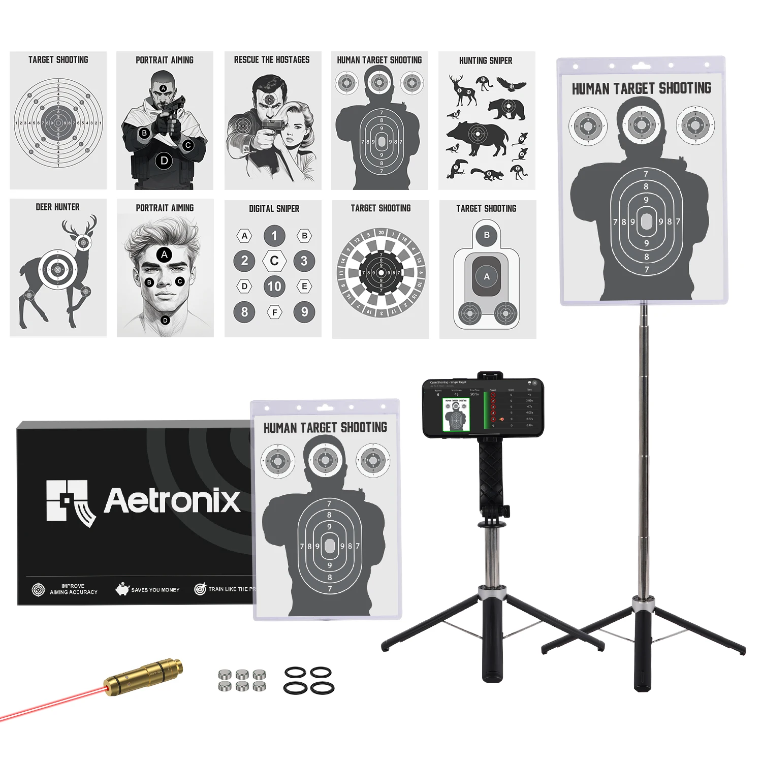 380ACP long set of red dot laser trainer with phone holder and electronic target holder for safe and effective practice
380ACP long set of red dot laser trainer with phone holder and electronic target holder for safe and effective practice