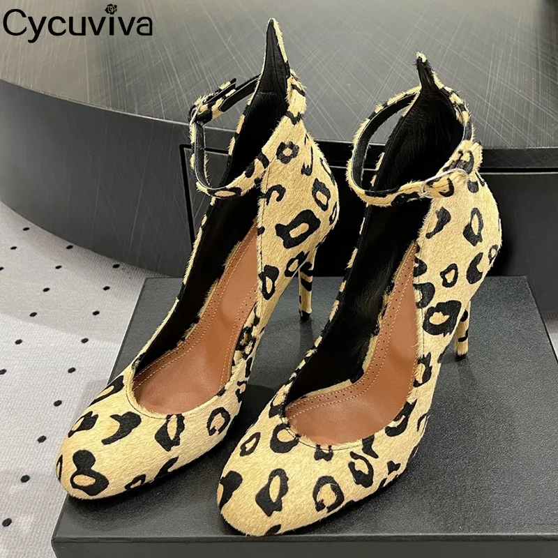 Designer Super High Heels Shoe Woman Sandals Horse Hair Leopard Print Party Shoes Ankle Strap Banquet Leather Shoes Women Pumps
Designer Super High Heels Shoe Woman Sandals Horse Hair Leopard Print Party Shoes Ankle Strap Banquet Leather Shoes Women Pumps