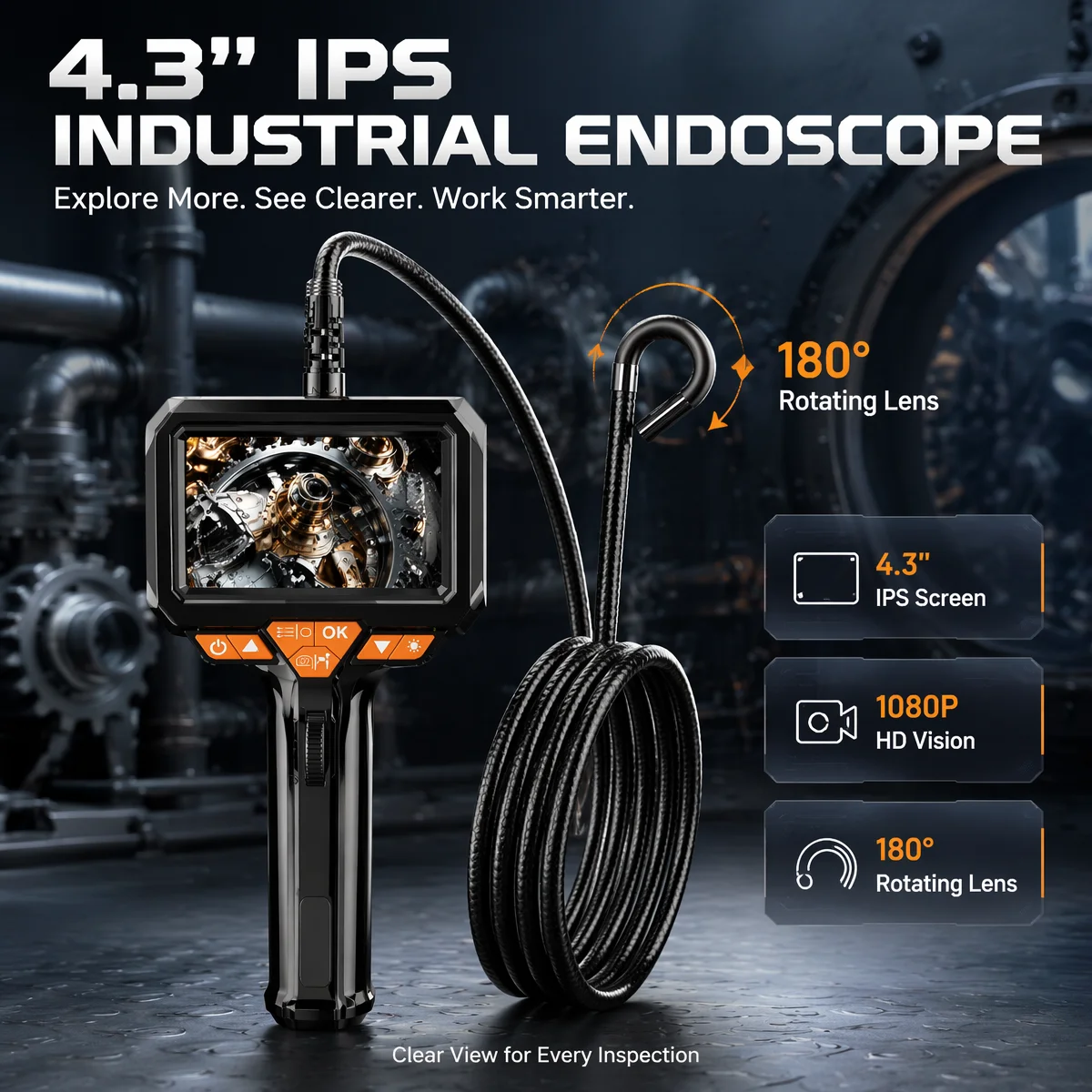 Auto Engine Cylinder Articulating Borescope Camera 1080P HD IPS 6.5mm 8.5mm Two Way Rotating Industrial Endoscope Snake Inspecti
Auto Engine Cylinder Articulating Borescope Camera 1080P HD IPS 6.5mm 8.5mm Two Way Rotating Industrial Endoscope Snake Inspecti