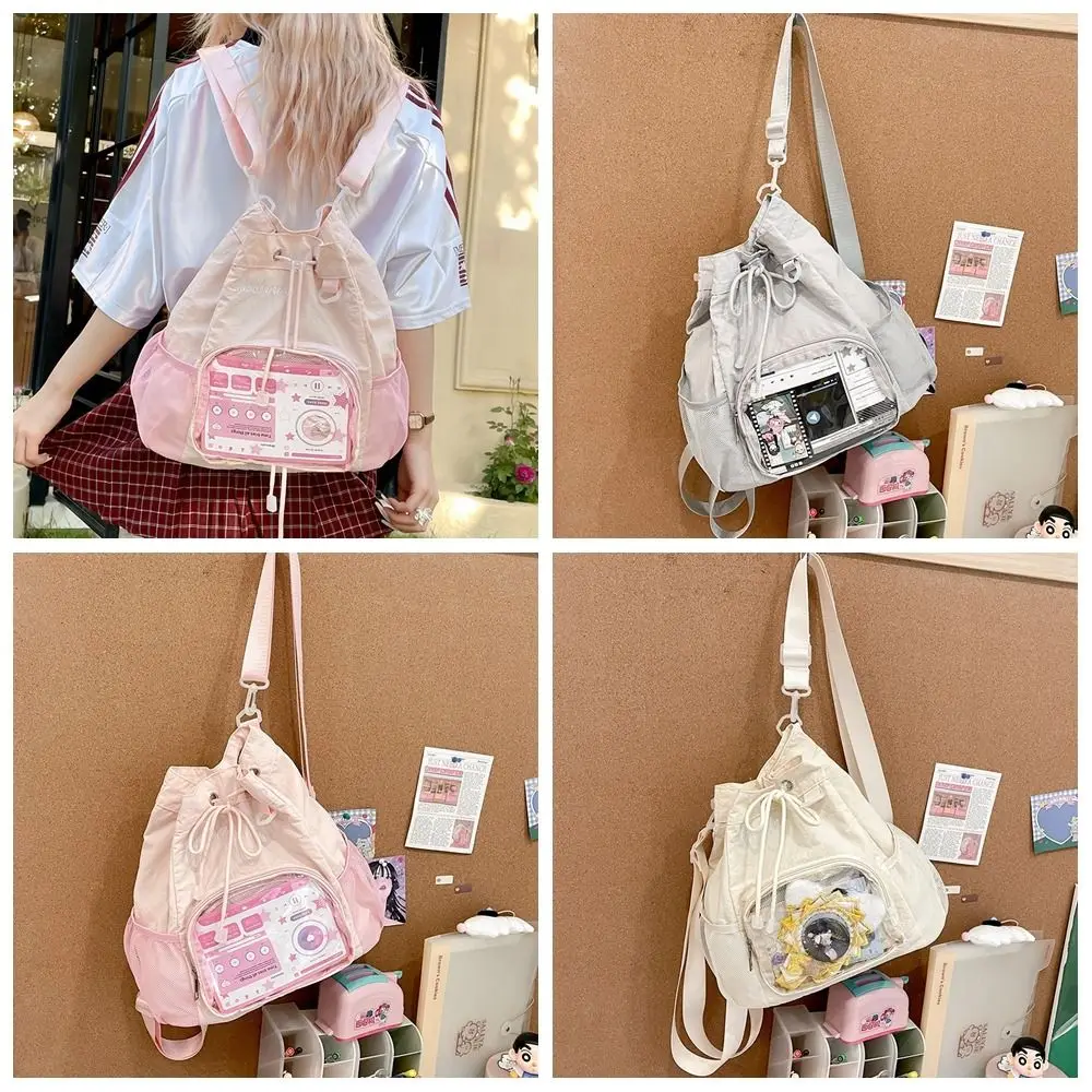 Fashion Transparent Nylon Drawstring Backpack Sweet Badge Display Casual Ita Backpack Harajuku Lightweight Y2k Schoolbag Girls
Fashion Transparent Nylon Drawstring Backpack Sweet Badge Display Casual Ita Backpack Harajuku Lightweight Y2k Schoolbag Girls