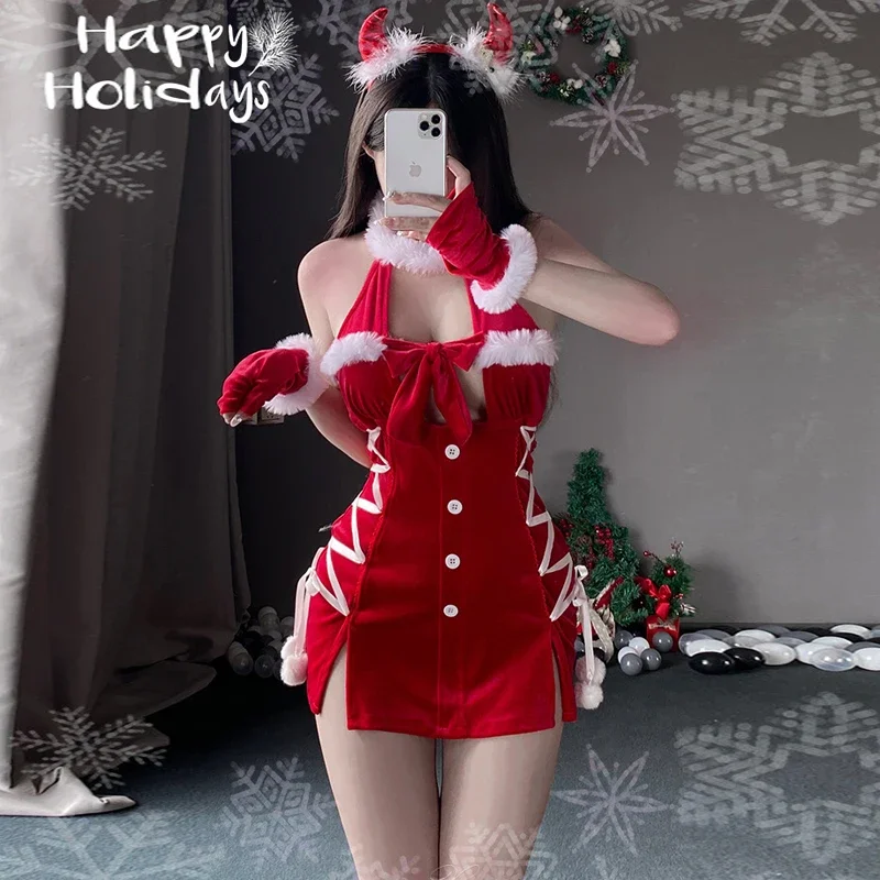 Рождественское женское красное платье, новый год, Женская Клубная форма, костюм для косплея оленей, красная ночная рубашка с открытой спиной, пижама, нижнее белье для ролевых игр
Рождественское женское красное платье, новый год, Женская Клубная форма, костюм для косплея оленей, красная ночная рубашка с открытой спиной, пижама, нижнее белье для ролевых игр