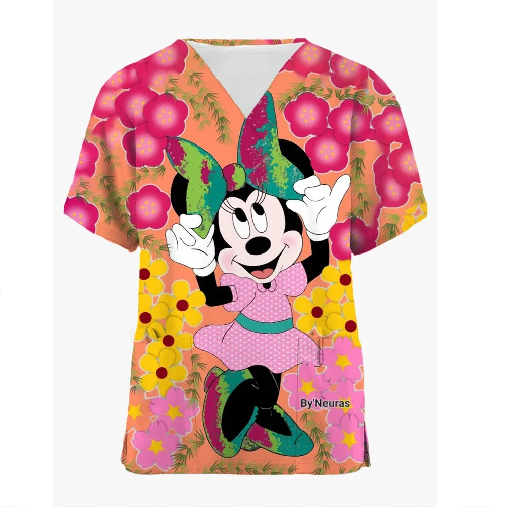 Summer Nurse Uniform Disney Minnie Bow Print Pattern Dentist Beauty Salon Pet Shop Work Clothing V Neck Pocket T-Shirt Tops
Summer Nurse Uniform Disney Minnie Bow Print Pattern Dentist Beauty Salon Pet Shop Work Clothing V Neck Pocket T-Shirt Tops