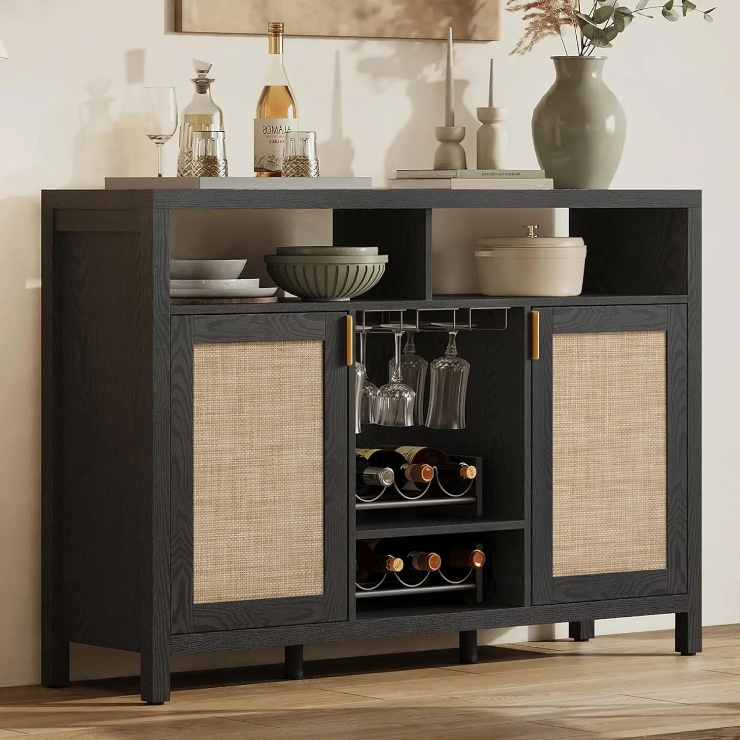 Rattan Coffee Bar Cabinet, 51" Sideboard Buffet Cabinet with Storage, Modern Liquor Cabinet with Wine Racks, Customized
Rattan Coffee Bar Cabinet, 51" Sideboard Buffet Cabinet with Storage, Modern Liquor Cabinet with Wine Racks, Customized
