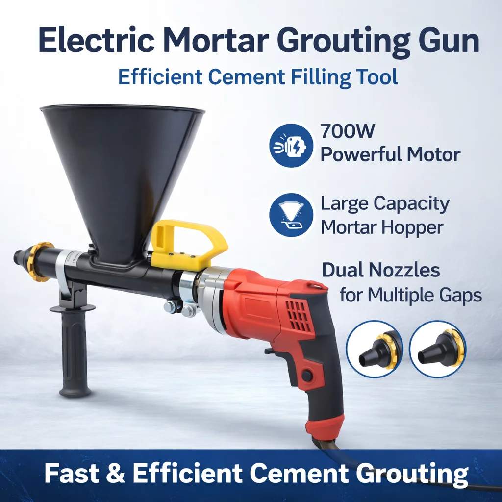 Electric Mortar Grouting Gun 700W Cement Caulking Machine with Hopper Dual Nozzles Wall Floor Joint Filling Tool fo Construction
Electric Mortar Grouting Gun 700W Cement Caulking Machine with Hopper Dual Nozzles Wall Floor Joint Filling Tool fo Construction