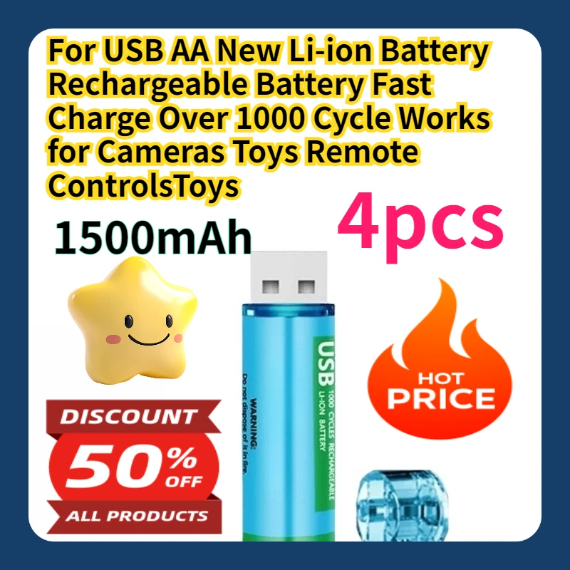 For USB AA New Li-ion Battery Rechargeable Battery Fast Charge Over 1000 Cycle Works for Cameras Toys Remote ControlsToys
For USB AA New Li-ion Battery Rechargeable Battery Fast Charge Over 1000 Cycle Works for Cameras Toys Remote ControlsToys