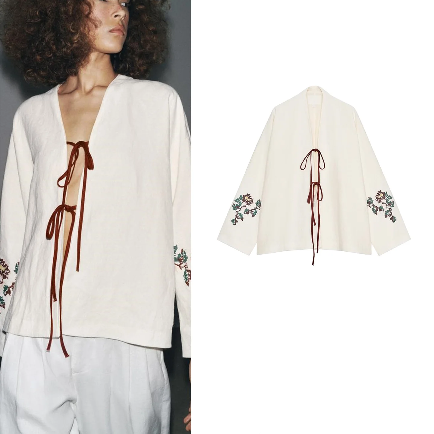 Summer Women's Mixed Fiber Embroidered Knot Long Sve ort Open Kimono Sle Coat V-Ne Pullover Regular Fit
Summer Women's Mixed Fiber Embroidered Knot Long Sve ort Open Kimono Sle Coat V-Ne Pullover Regular Fit