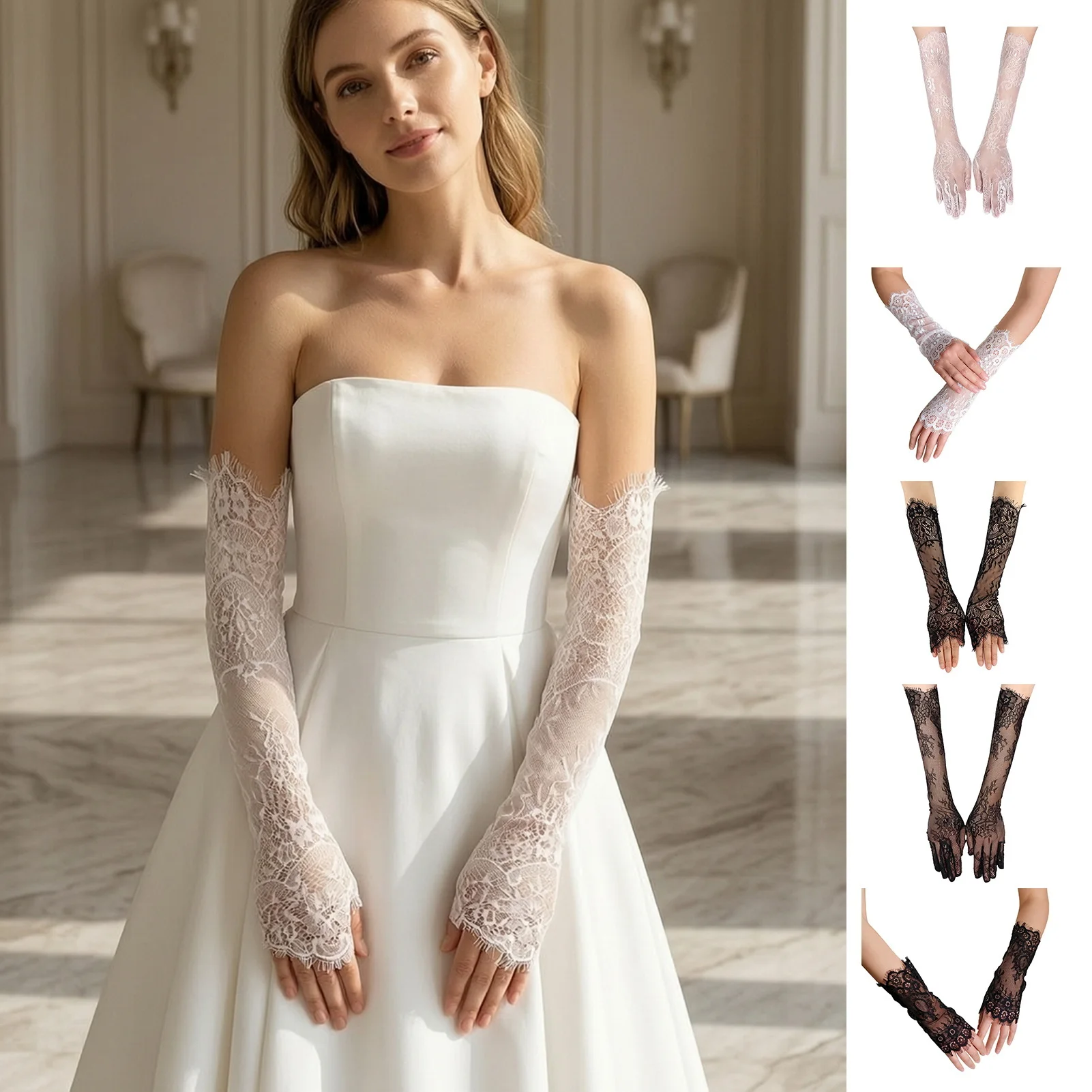 Bridal Lace Gloves Women Lace Arm Sleeves Elegant Long Gloves Fingerless or Five-Finger Gloves for Wedding Prom Tea Party
Bridal Lace Gloves Women Lace Arm Sleeves Elegant Long Gloves Fingerless or Five-Finger Gloves for Wedding Prom Tea Party