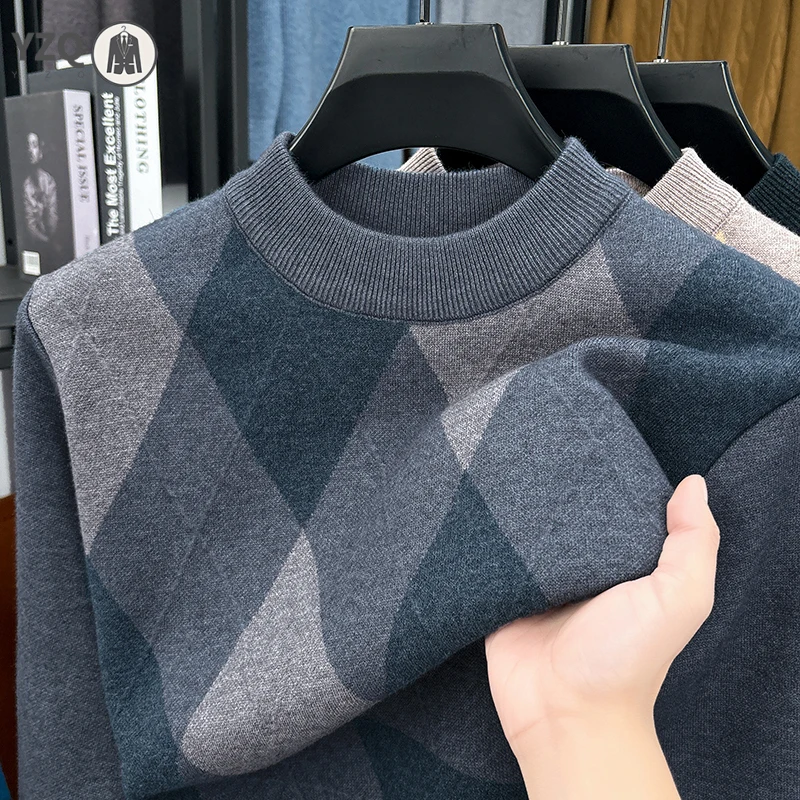 Winter Warm New Men's Plaid Half High Collar Long Sleeve Sweater Knitted Sweater Fashion Casual Versatile Top
Winter Warm New Men's Plaid Half High Collar Long Sleeve Sweater Knitted Sweater Fashion Casual Versatile Top