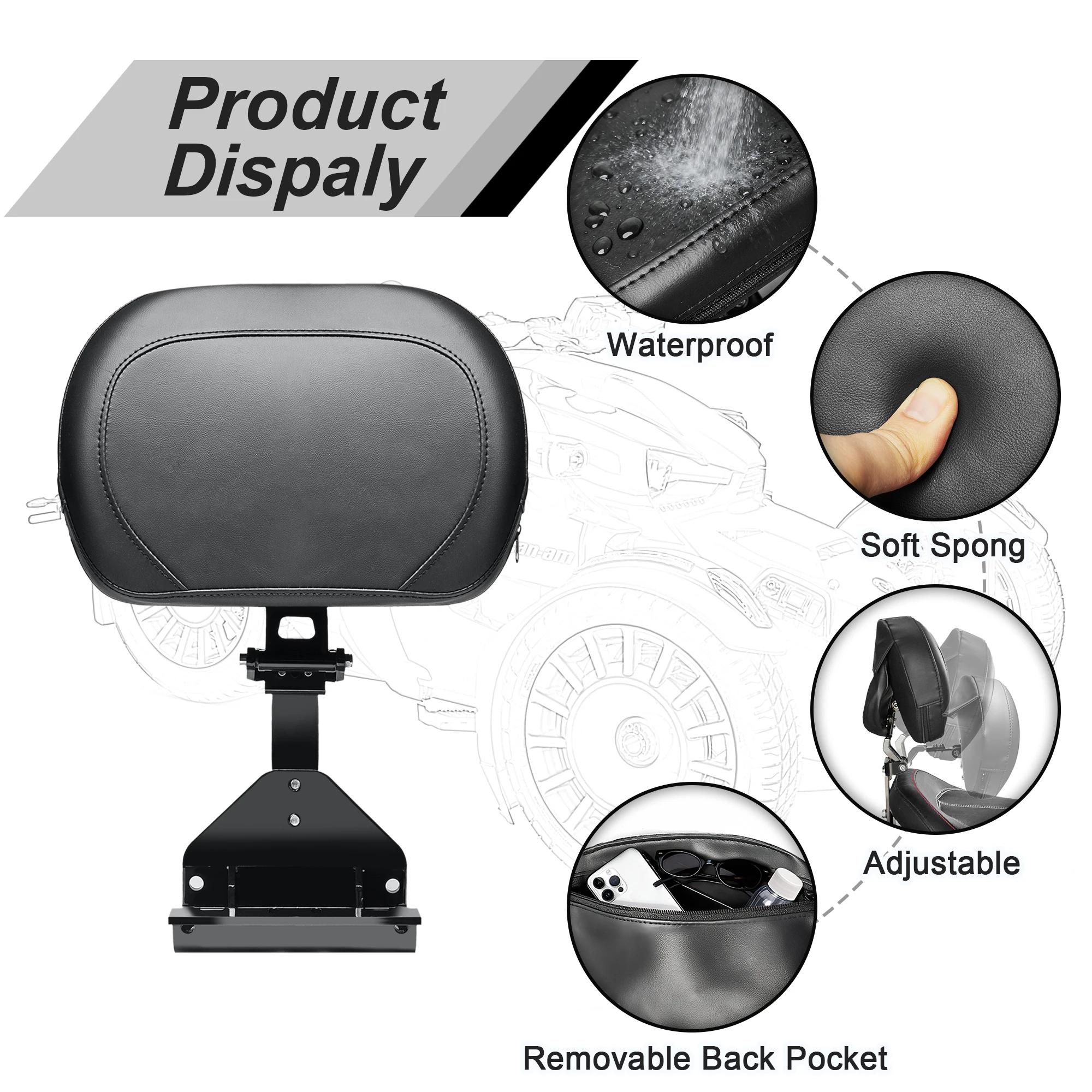 Memory Foam Driver Backrest for Can-Am Ryker – Detachable Storage Pocket Comfort Upgrade
Memory Foam Driver Backrest for Can-Am Ryker – Detachable Storage Pocket Comfort Upgrade