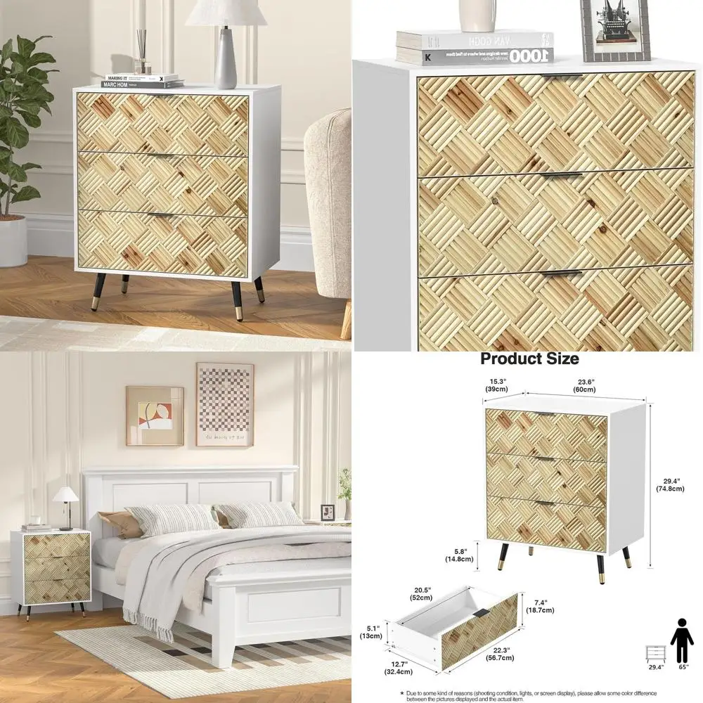 3-Drawer Tall Nightstand, 23 Wide Storage Bedside Table, Fir Wood End Table for Small Spaces
3-Drawer Tall Nightstand, 23 Wide Storage Bedside Table, Fir Wood End Table for Small Spaces