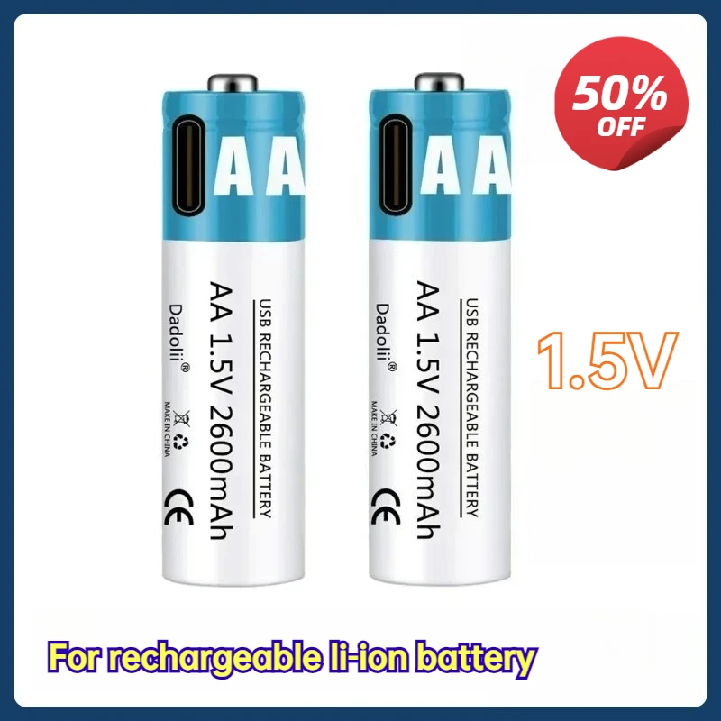 1.5V AA 2600mAh AA Battery USB Rechargeable Li-ion Battery for Remote Control Mouse Small Fan Electric Toy Battery + Cable
1.5V AA 2600mAh AA Battery USB Rechargeable Li-ion Battery for Remote Control Mouse Small Fan Electric Toy Battery + Cable