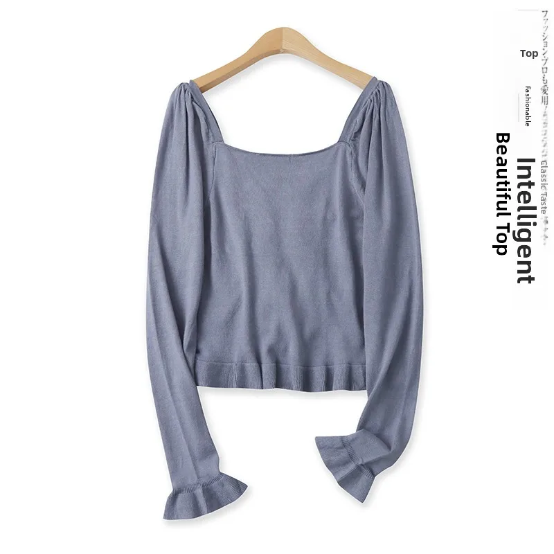 Spring New Sle Women's Faion Knitted Sweater Bubble Sve Slim Fit Square Collar Base irt with Lace Bowtie Detail
Spring New Sle Women's Faion Knitted Sweater Bubble Sve Slim Fit Square Collar Base irt with Lace Bowtie Detail