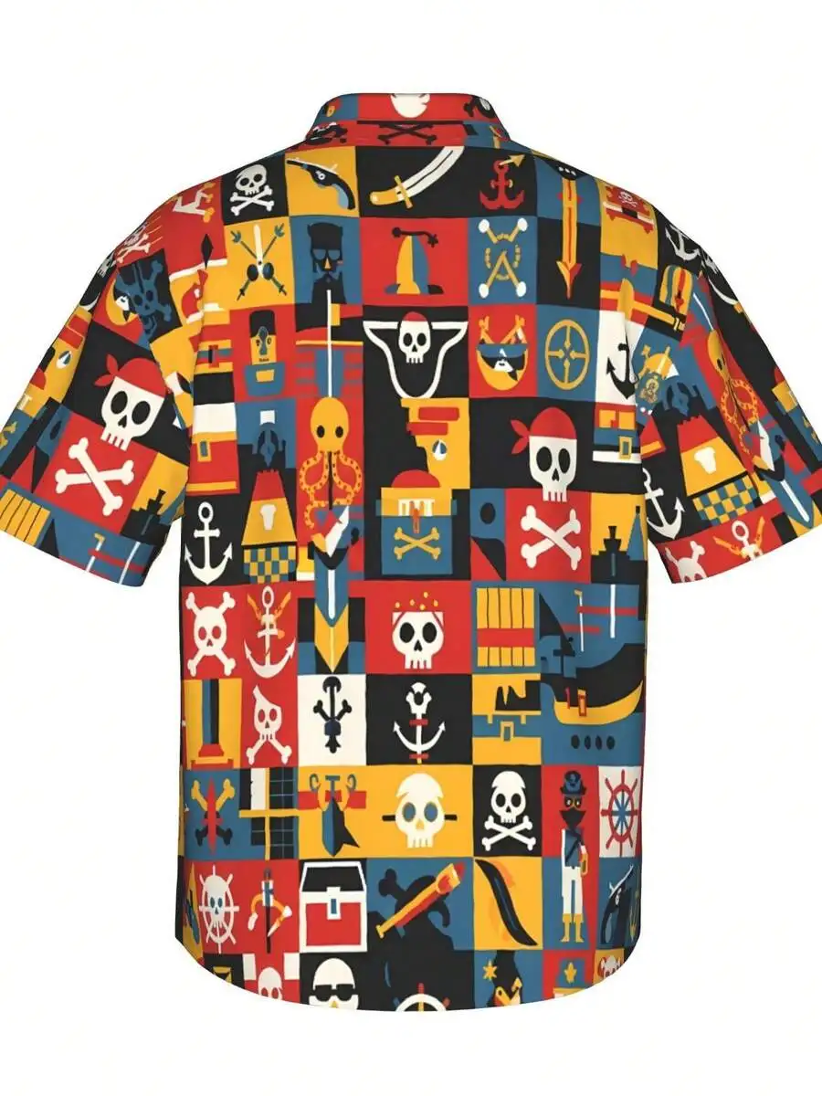 Pirate Theme Mens Button Down Shirt With Skulls Anchors And Treasure Print
Pirate Theme Mens Button Down Shirt With Skulls Anchors And Treasure Print