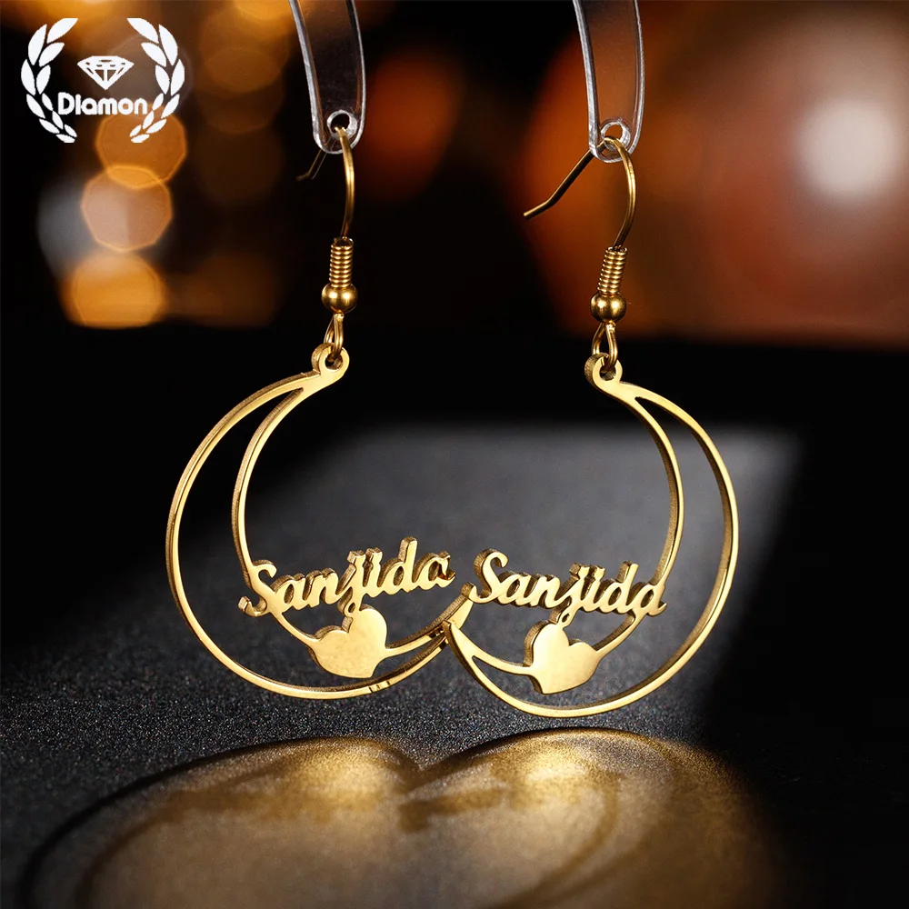 Diamon Personalized Custom Name Double Hoop Earrings Moon Love Floral Jewelry Stainless Steel Gift for Women Romantic
Diamon Personalized Custom Name Double Hoop Earrings Moon Love Floral Jewelry Stainless Steel Gift for Women Romantic